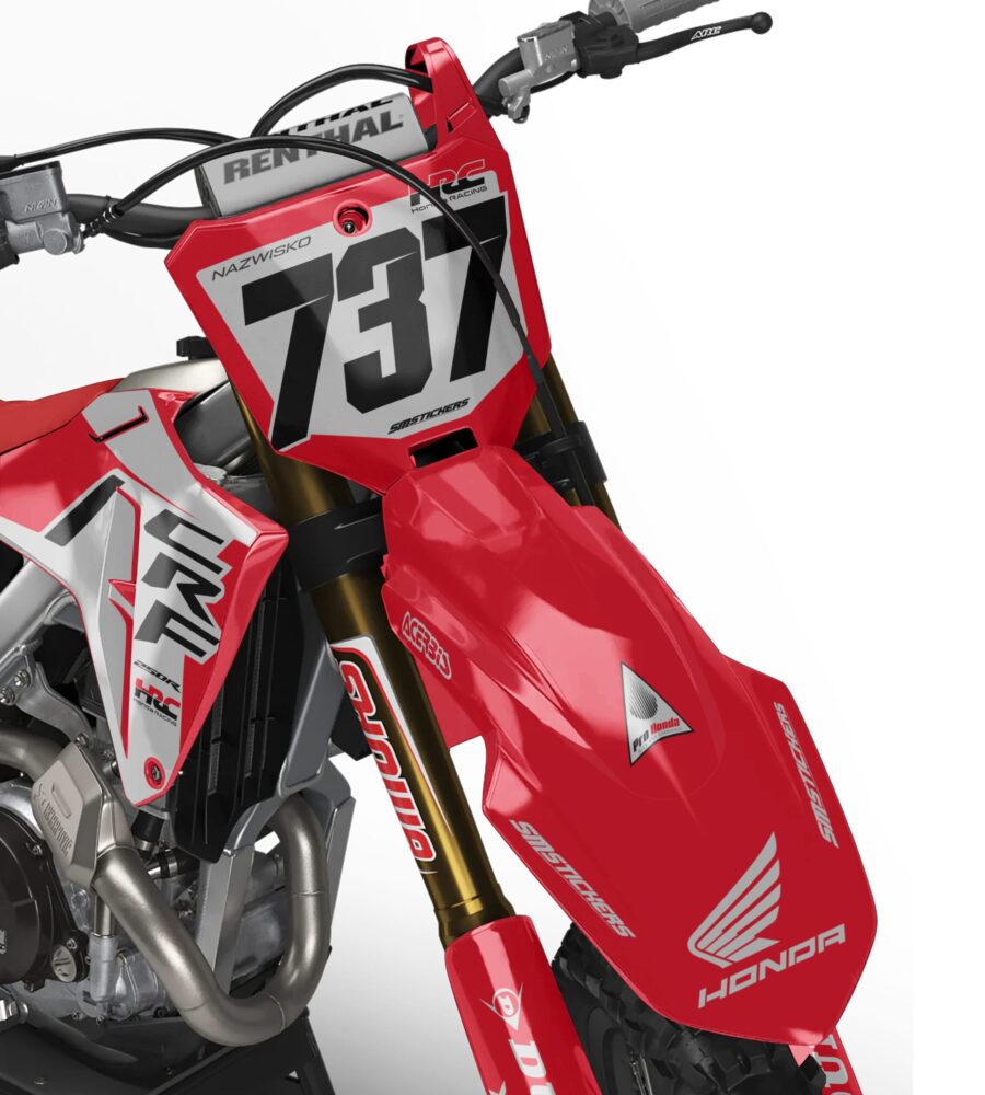 Szara okleina Honda CRF Decore 9 – przednie pole numerowe z numerem 131