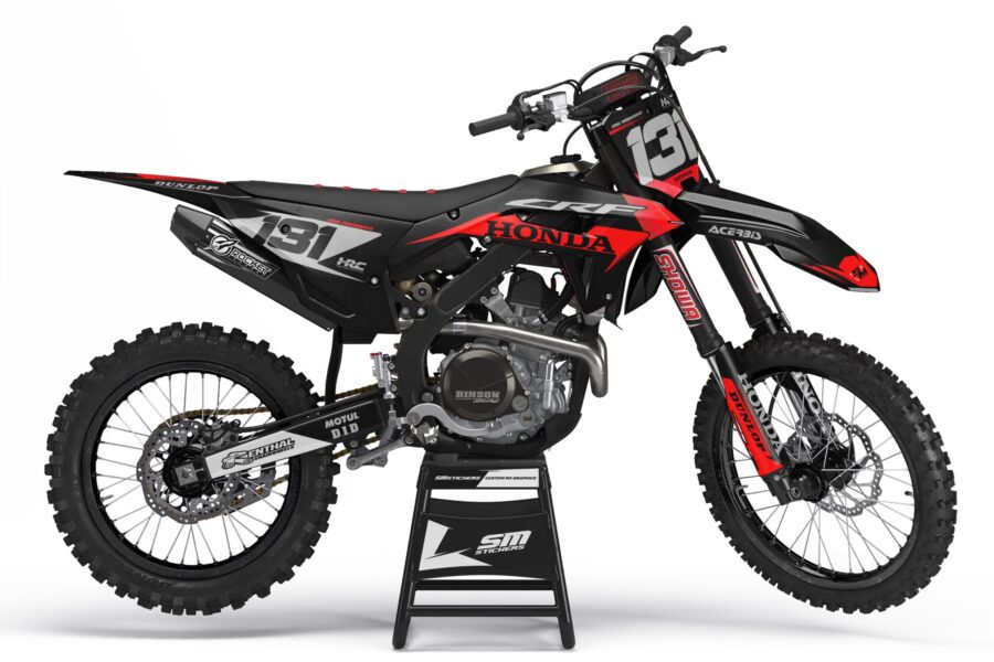 Czarna okleina motocrossowa Honda CRF Decore 7 na motocyklu