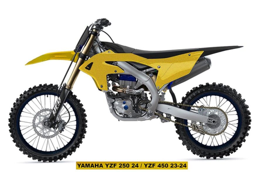 Złoty komplet plastików UFO Yamaha YZ 250F i YZ 450F z osłonami teleskopów