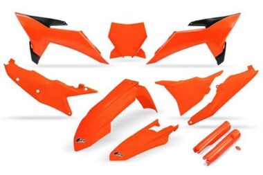 Zestaw plastików do KTM SX 125 / 250 / 300 23-25, SX-F 250 / 350 / 450 25-26 UFO z osłonami lag różne kolory